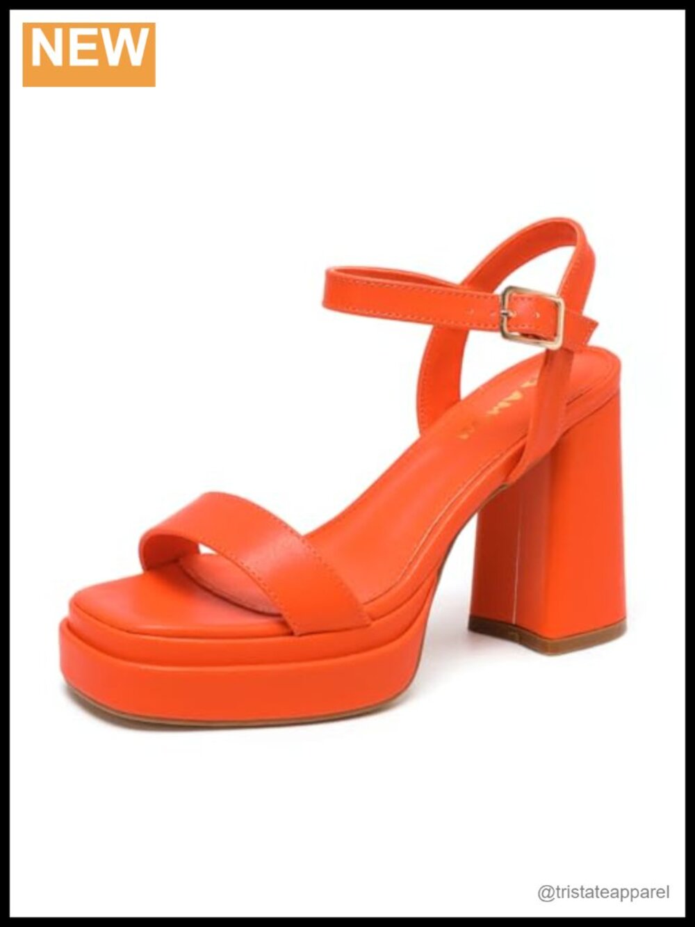 Women's Platform Heeled Sandals Faux Leather Ankle Strap Block Heel Formal